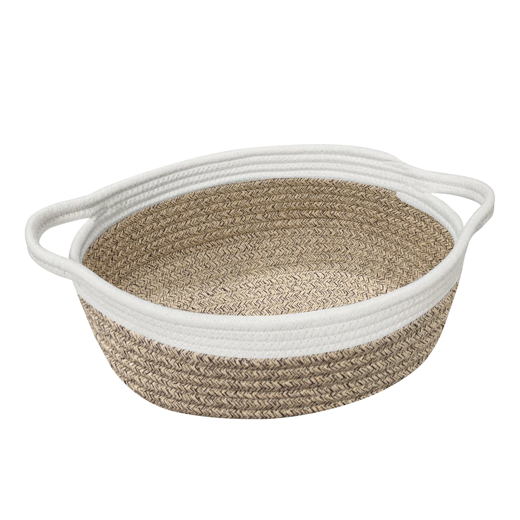 HONCESTA woven cotton rope gift basket with handles for gifts and nursery storage.