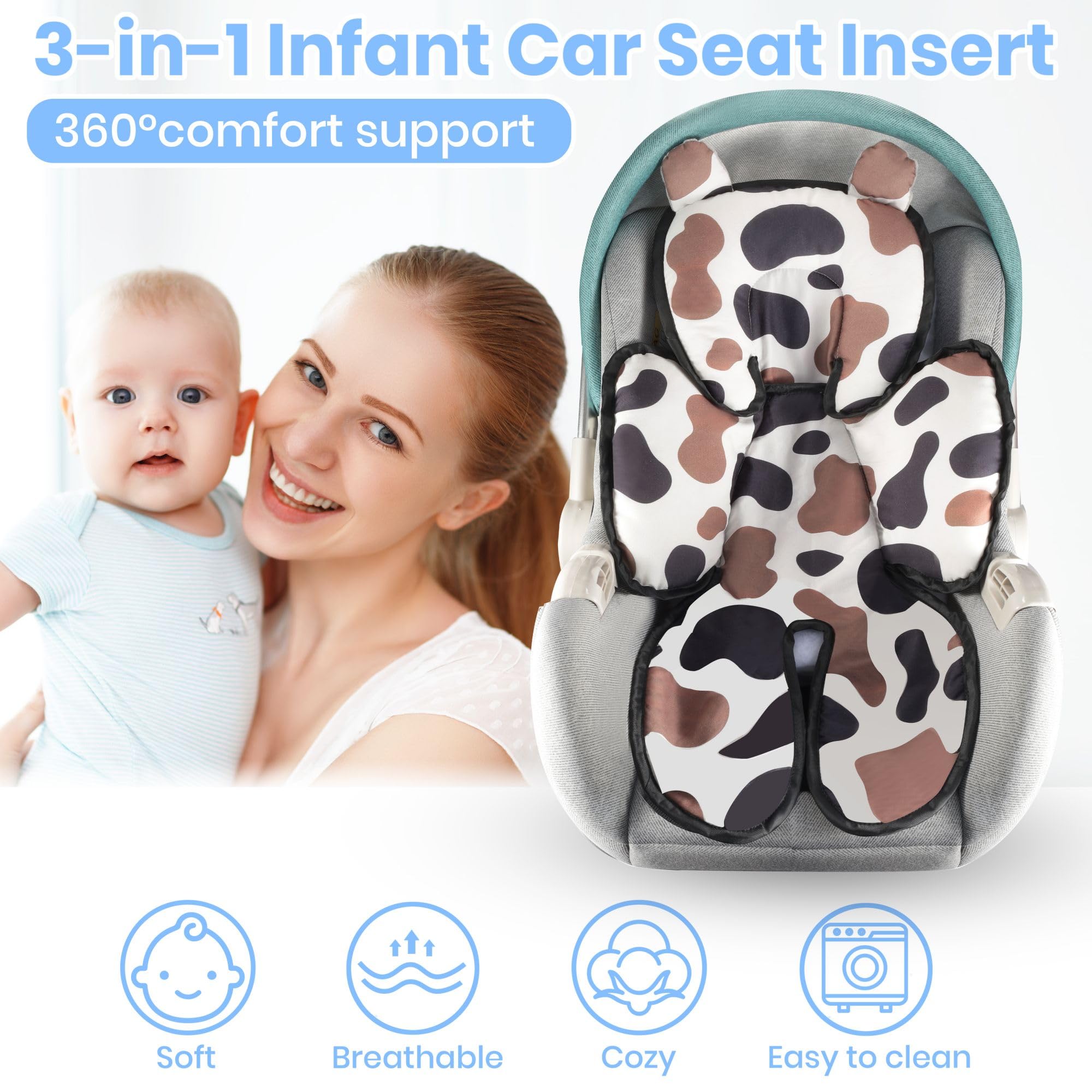 Honeau insert in stroller setup illustrates travel-ready infant support.