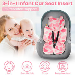 Honeau Pink Cow pattern insert showing playful design and baby-friendly feel.