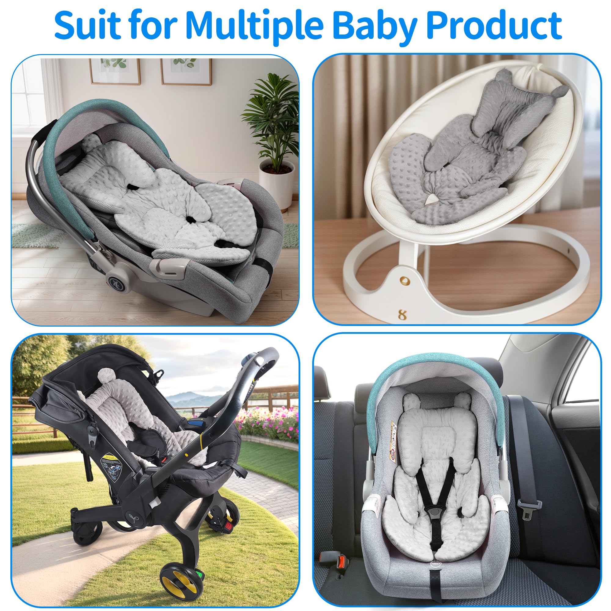 Honeau breathable cushion suits stroller, swing, and bouncer use for easy travel.