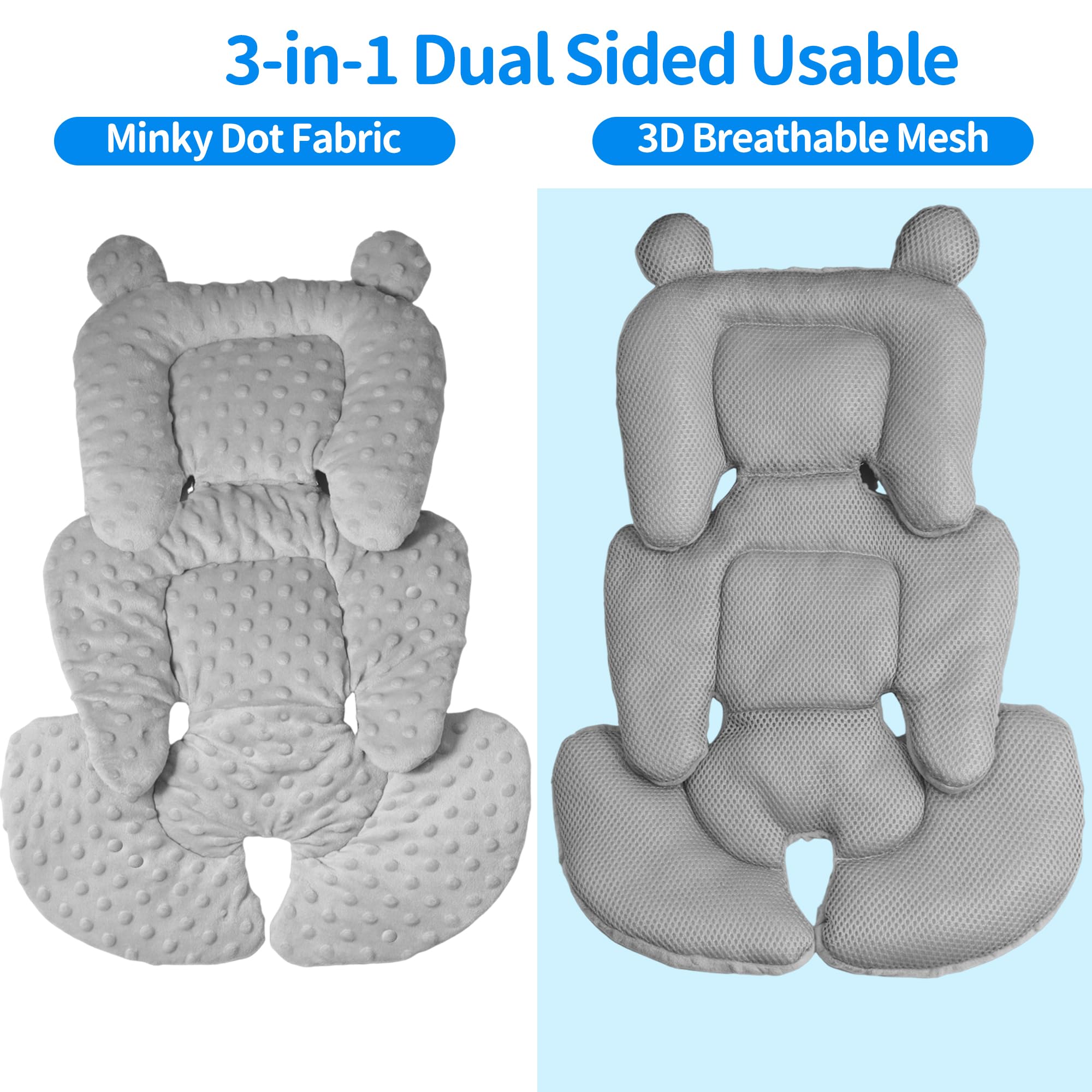 Honeau multifunction cushion fits 2-3-5 point harness across seats.