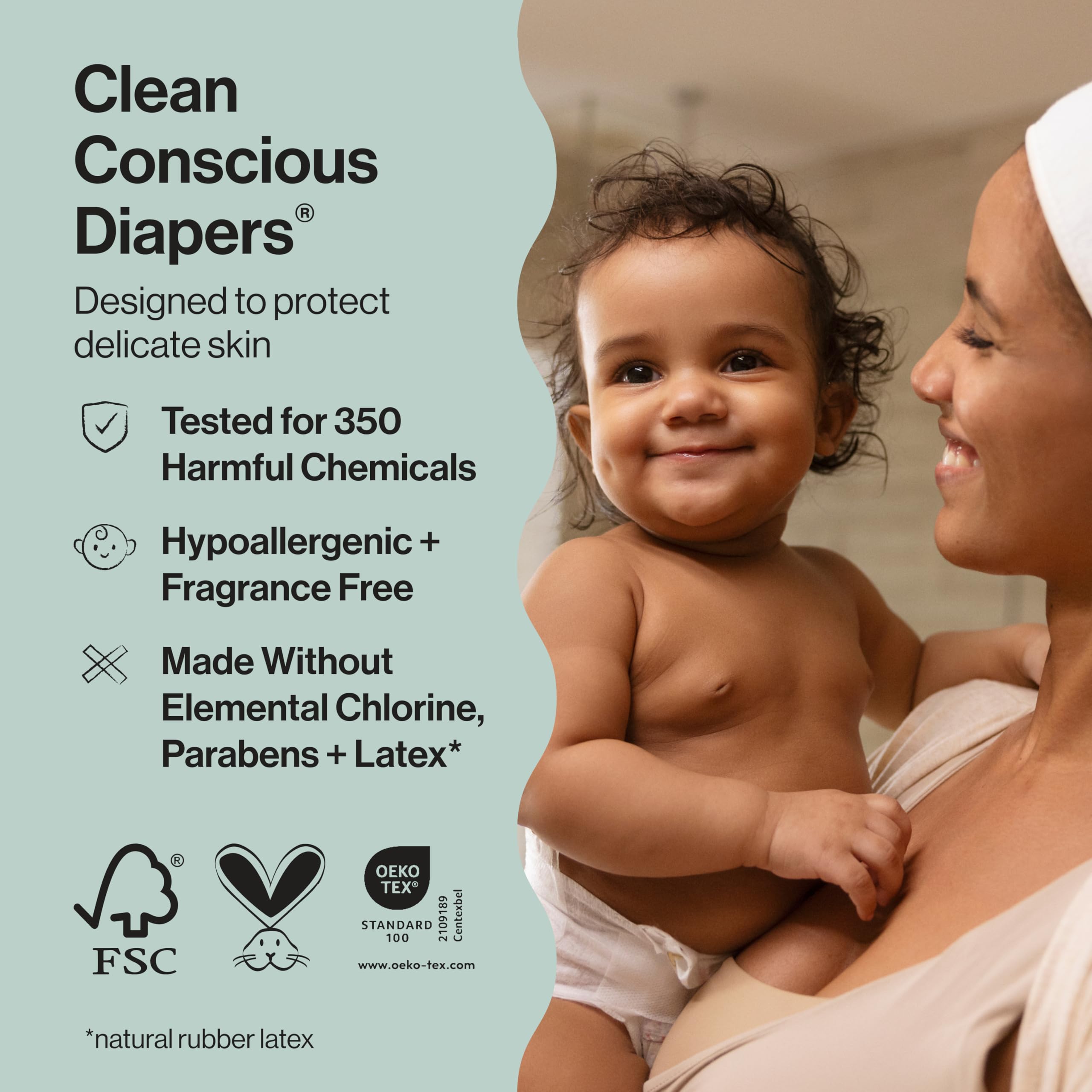 The Honest Company Clean Conscious diapers with comfy fit leg cuffs prevent leaks during wiggling