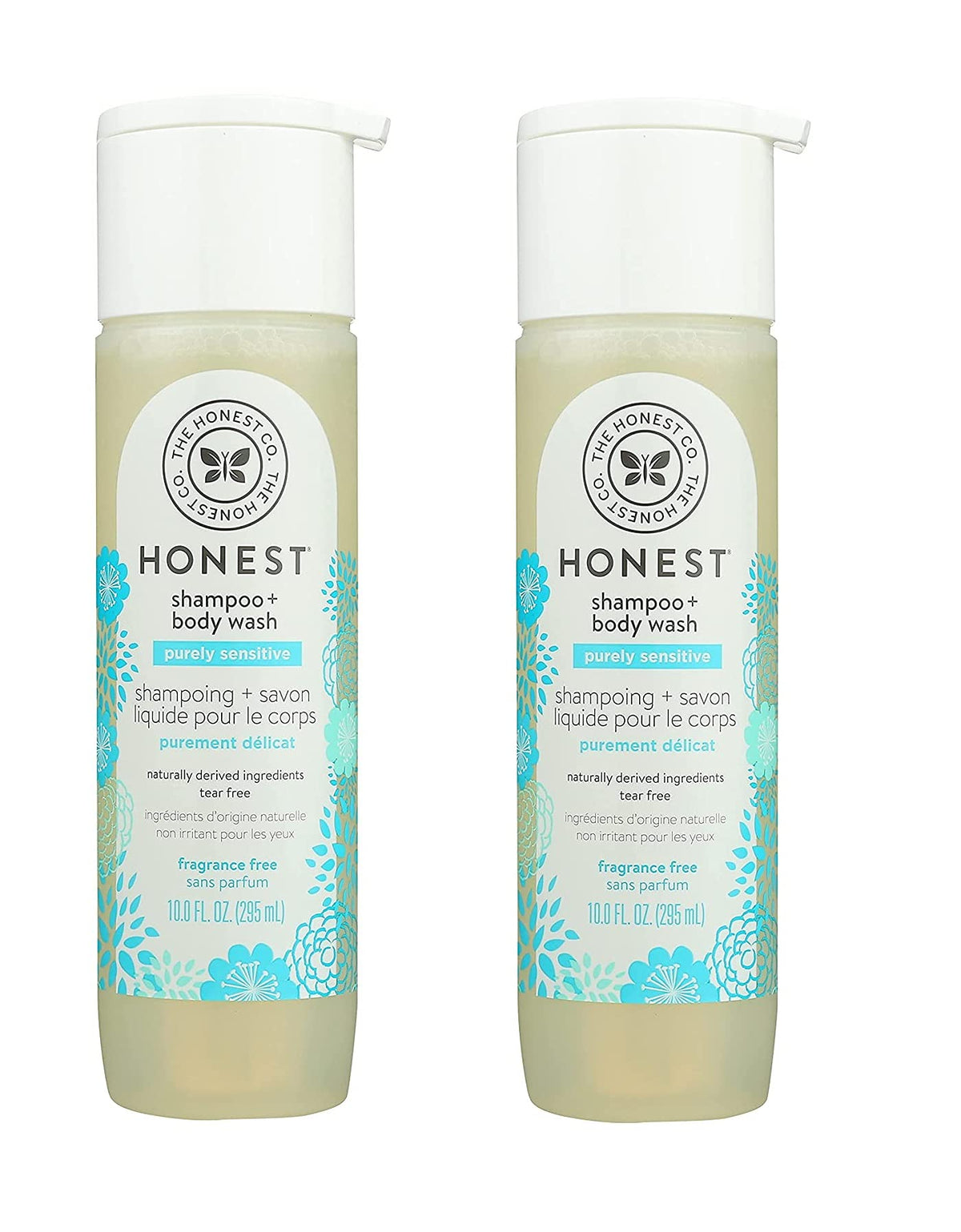 The Honest Company Purely Simple Fragrance-Free Shampoo bottle showcases unscented, gentle care for babies.
