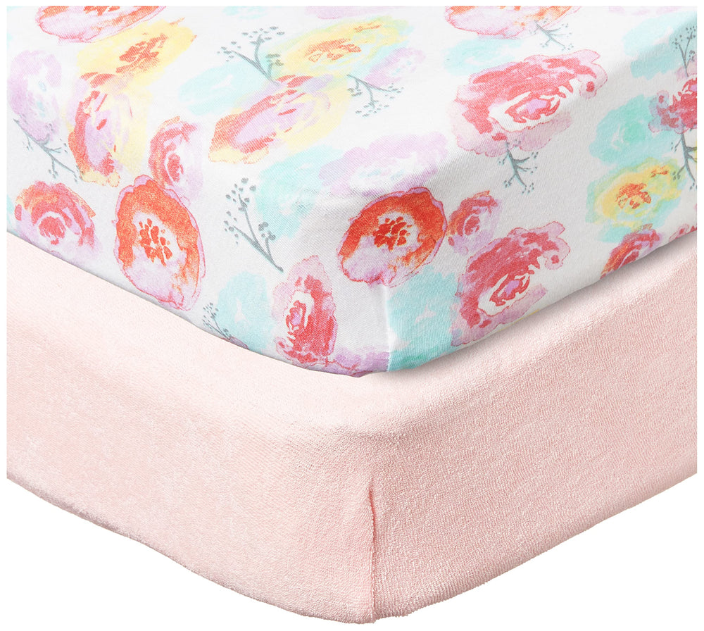 HonestBaby changing pad cover Rose Blossom close-up showing soft organic cotton and cozy texture.