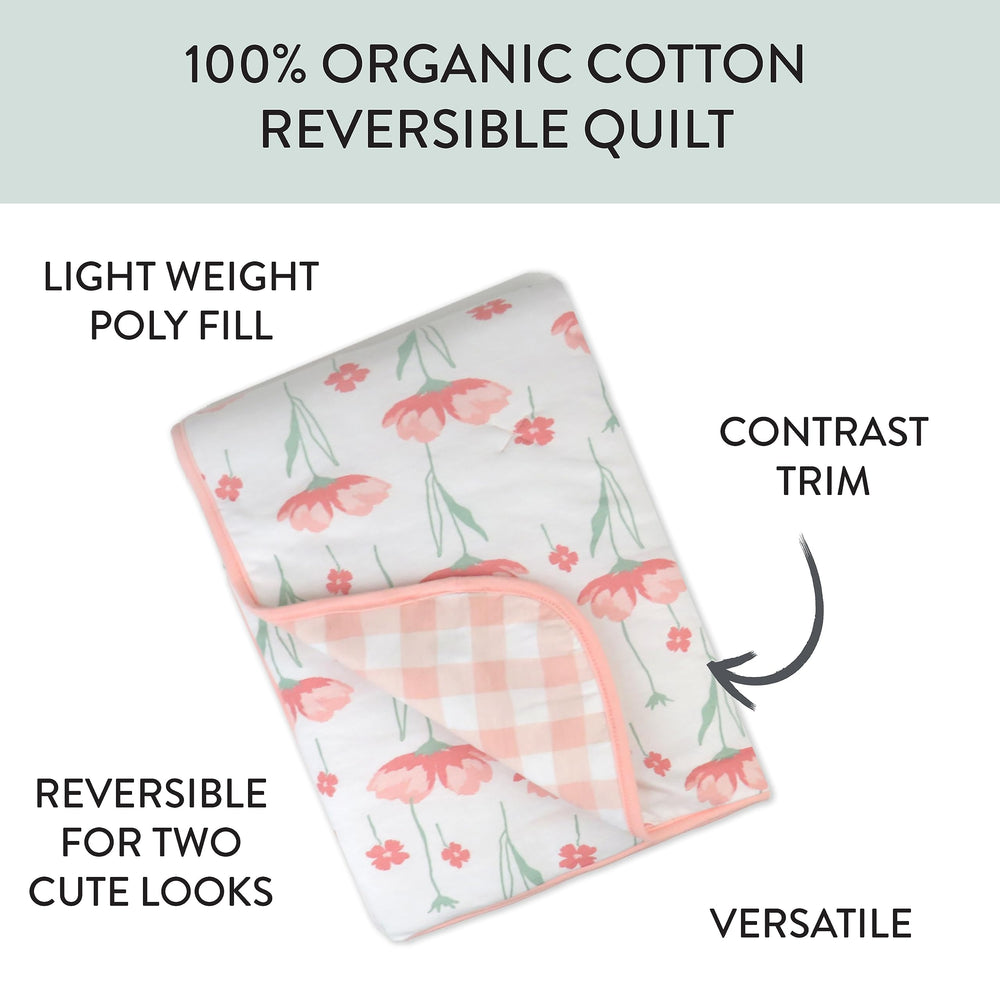 HonestBaby reversible blanket color side provides visual contrast for soothing snuggles.