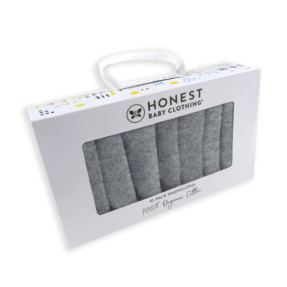 HonestBaby washcloths gift box 10-pack for gentle baby bath routines.