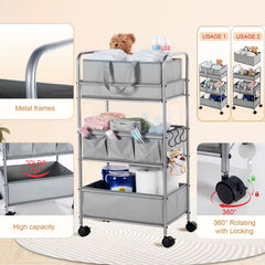 Honeydak 2in1 diaper caddy cart side pockets keep small items within reach