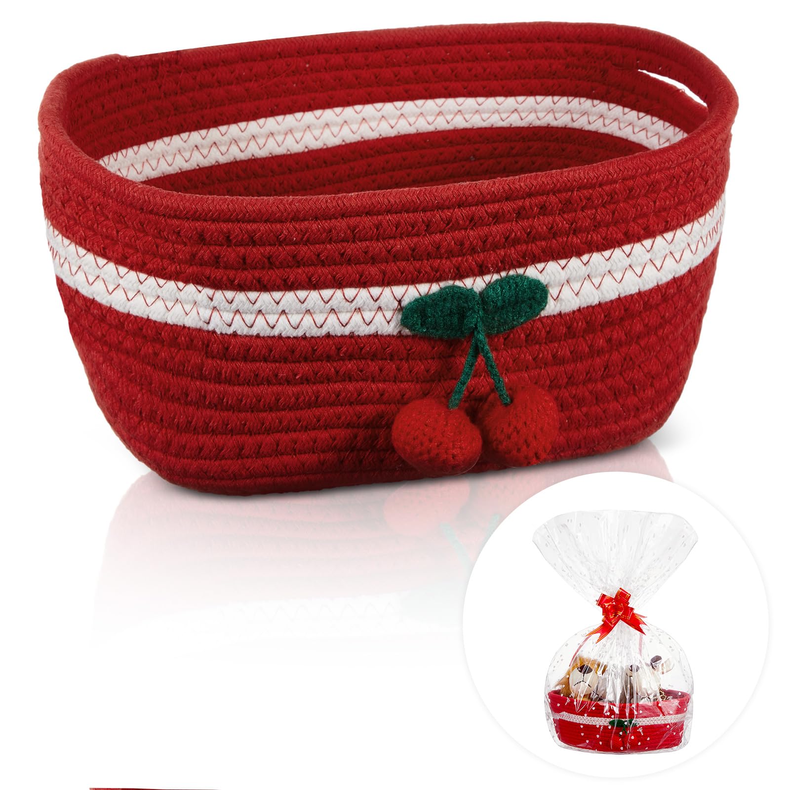 Honeydak cherry basket 2-pack view highlights compact storage for toys and essentials