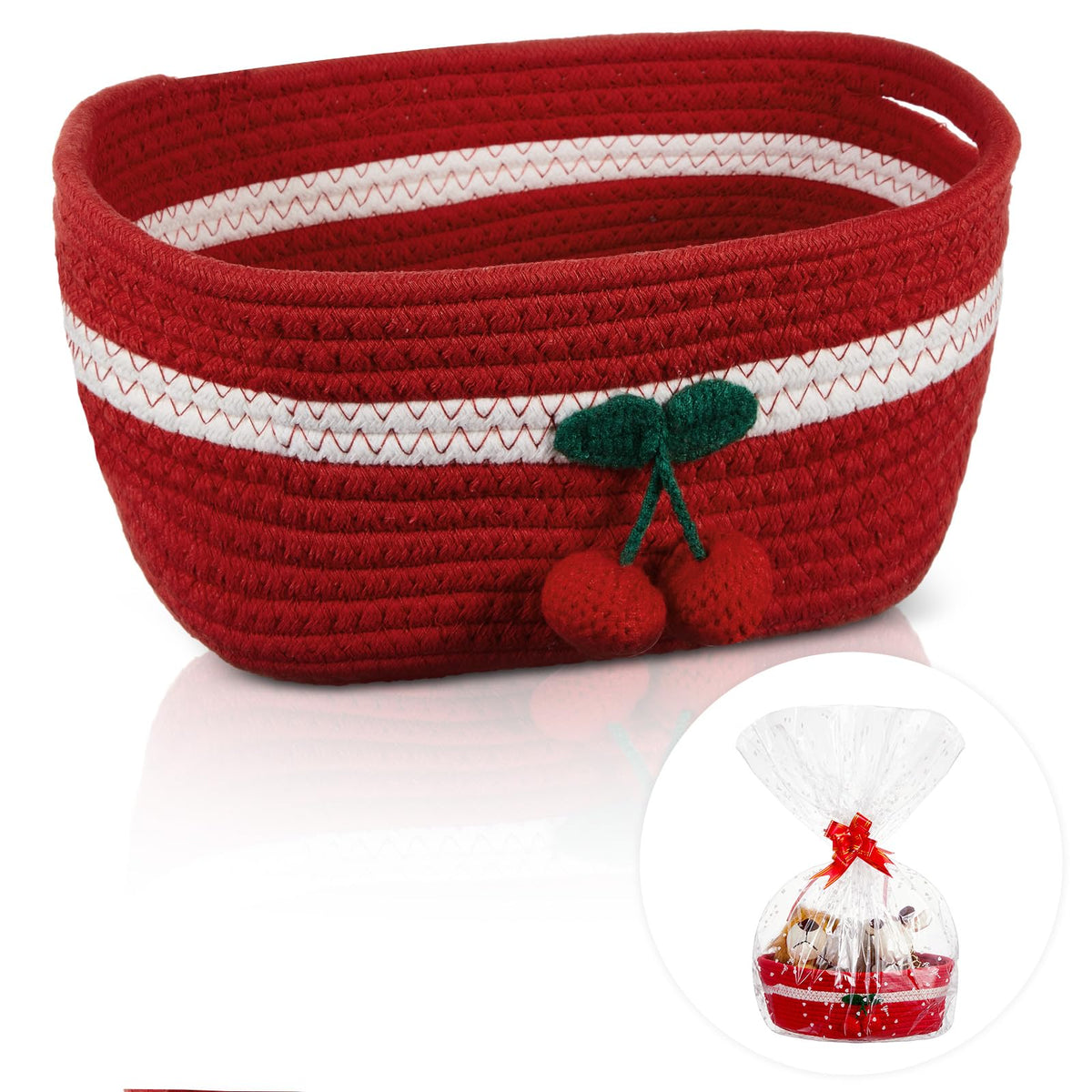 Honeydak cherry basket 2-pack view highlights compact storage for toys and essentials