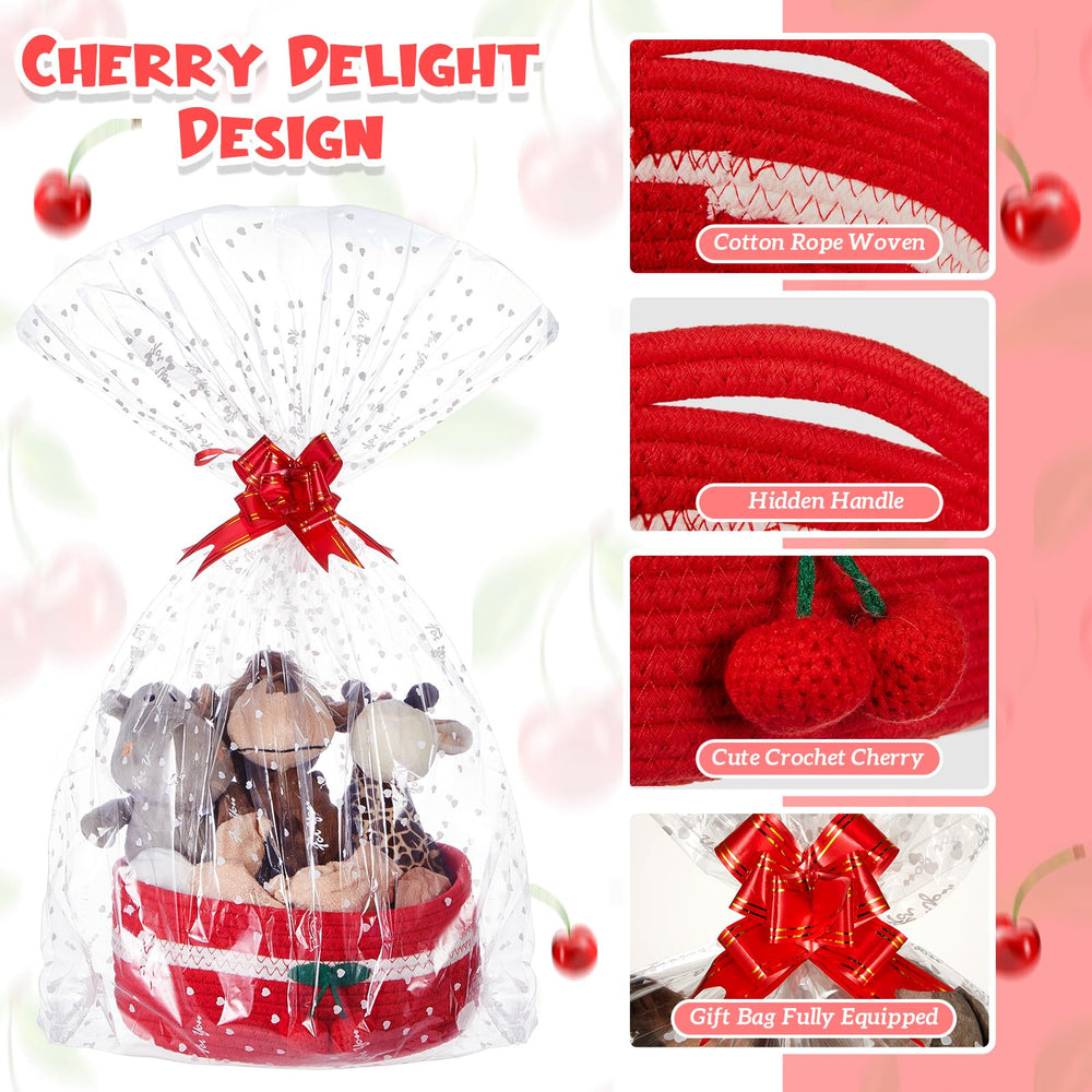Honeydak cherry basket cotton rope texture emphasizes rustic charm and durable everyday use
