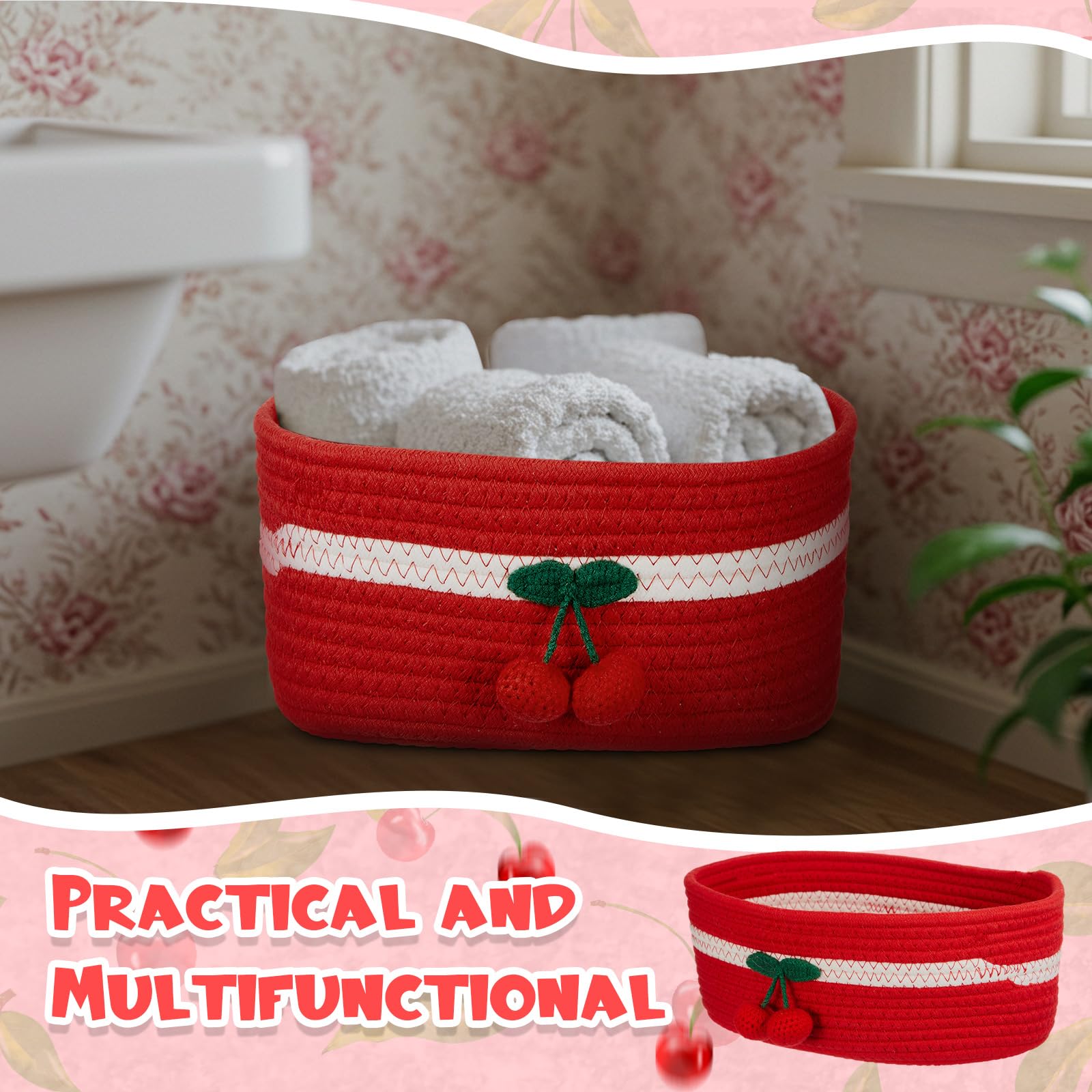 Honeydak cherry basket desk or shelf organizer for towels and small items