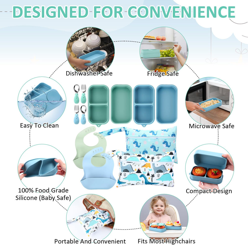 Honeydak compact travel bag for dining on the go fits in a diaper bag.