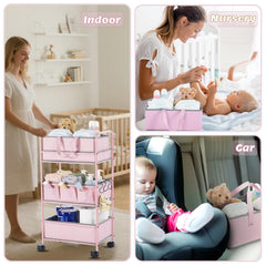 Honeydak diaper caddy 360-degree wheels for smooth room-to-room movement