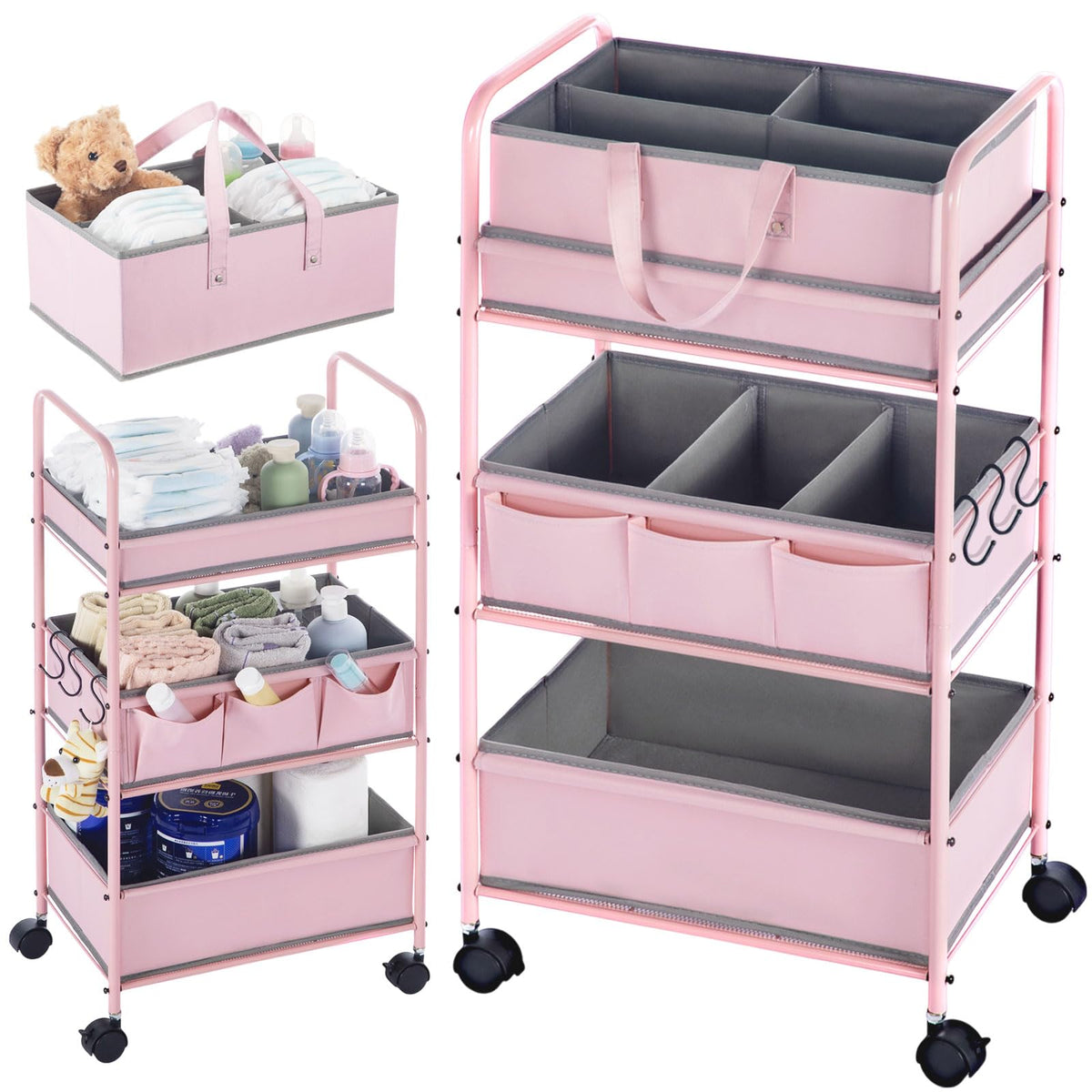 Honeydak diaper caddy top basket for quick grab-and-go diaper changes
