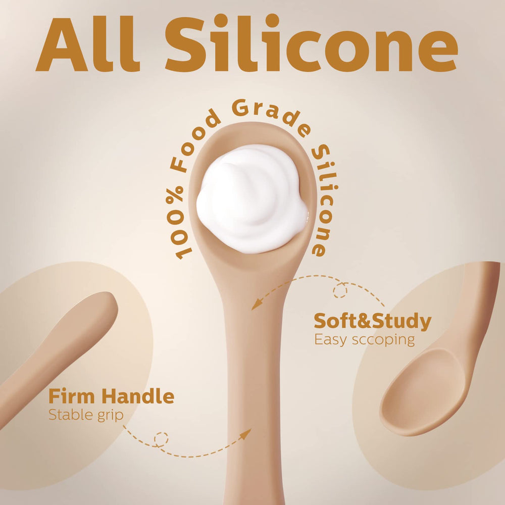 Honeydak silicone baby spoons are dishwasher safe for quick cleanup.