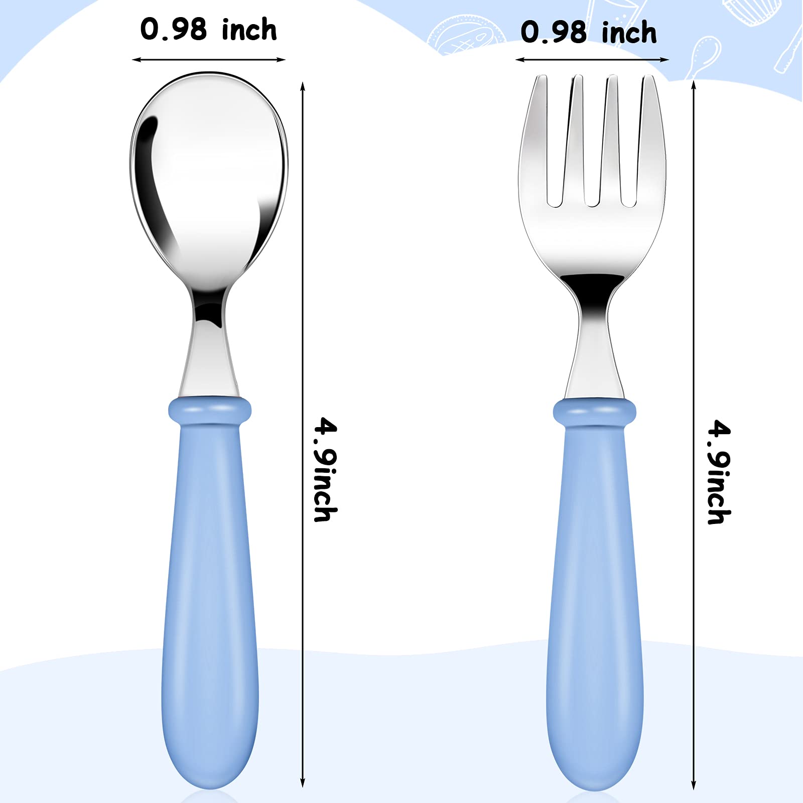 Honeydak toddler utensils blue spoon with rounded handles for safe meals.