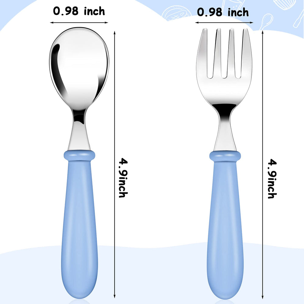 Honeydak toddler utensils blue spoon with rounded handles for safe meals.