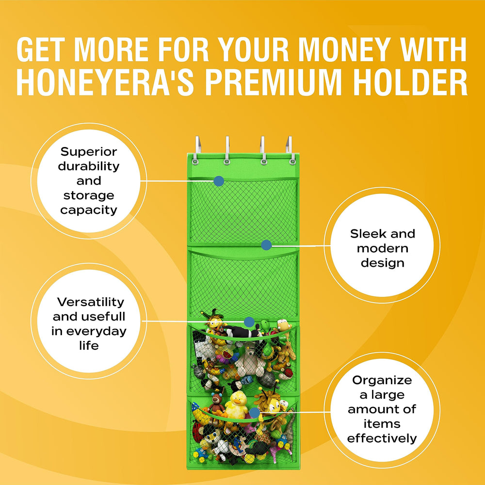 Honeyera camper RV storage uses vertical design to keep stuffies organized on trips.