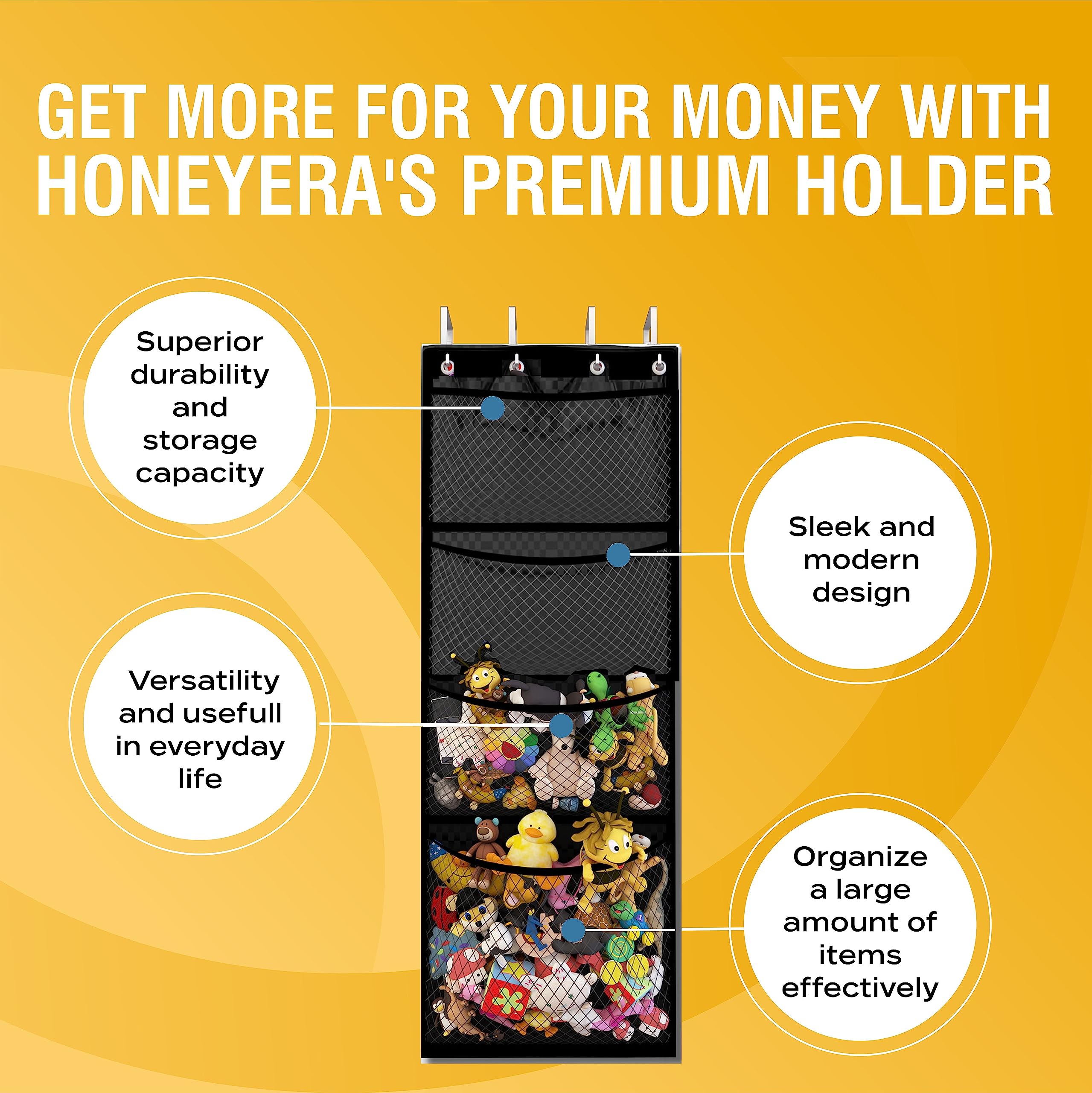 Honeyera Original hanging storage shown in a kid's room reduces clutter