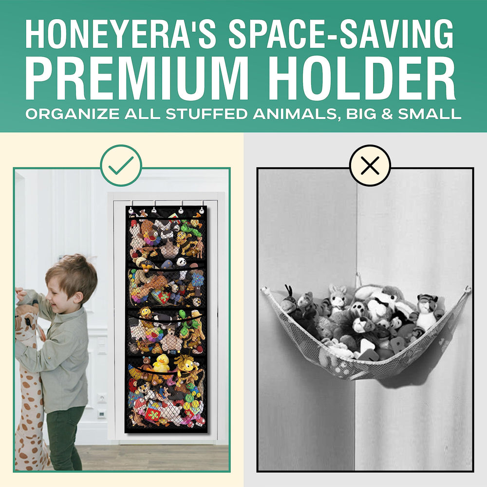 Honeyera Original over-door hanging organizer with metal hooks for quick toy organization