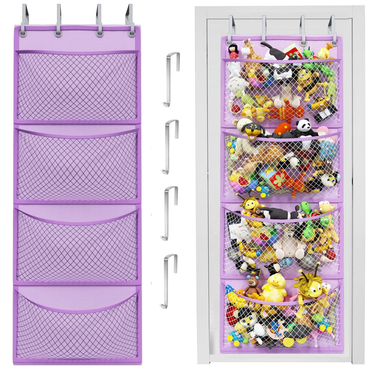 Honeyera Plush Storage over-door hammock setup shows quick, clutter-free installation.