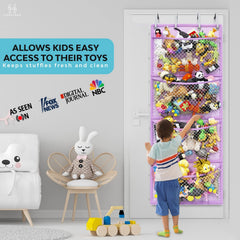 Honeyera Plush Storage organization for stuffed animals with breathable mesh pockets.