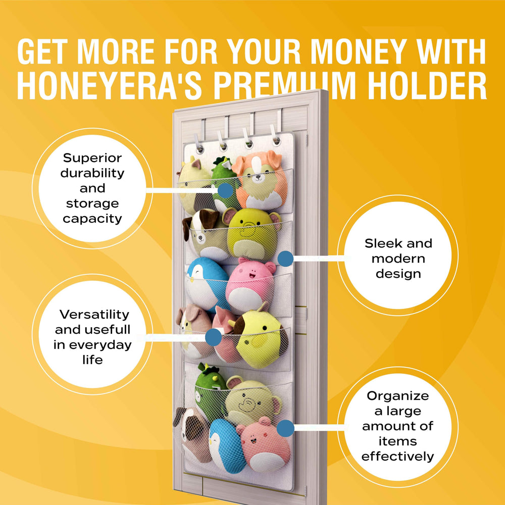 Honeyera Squishmallow Holder displays plush collection neatly for display and selection