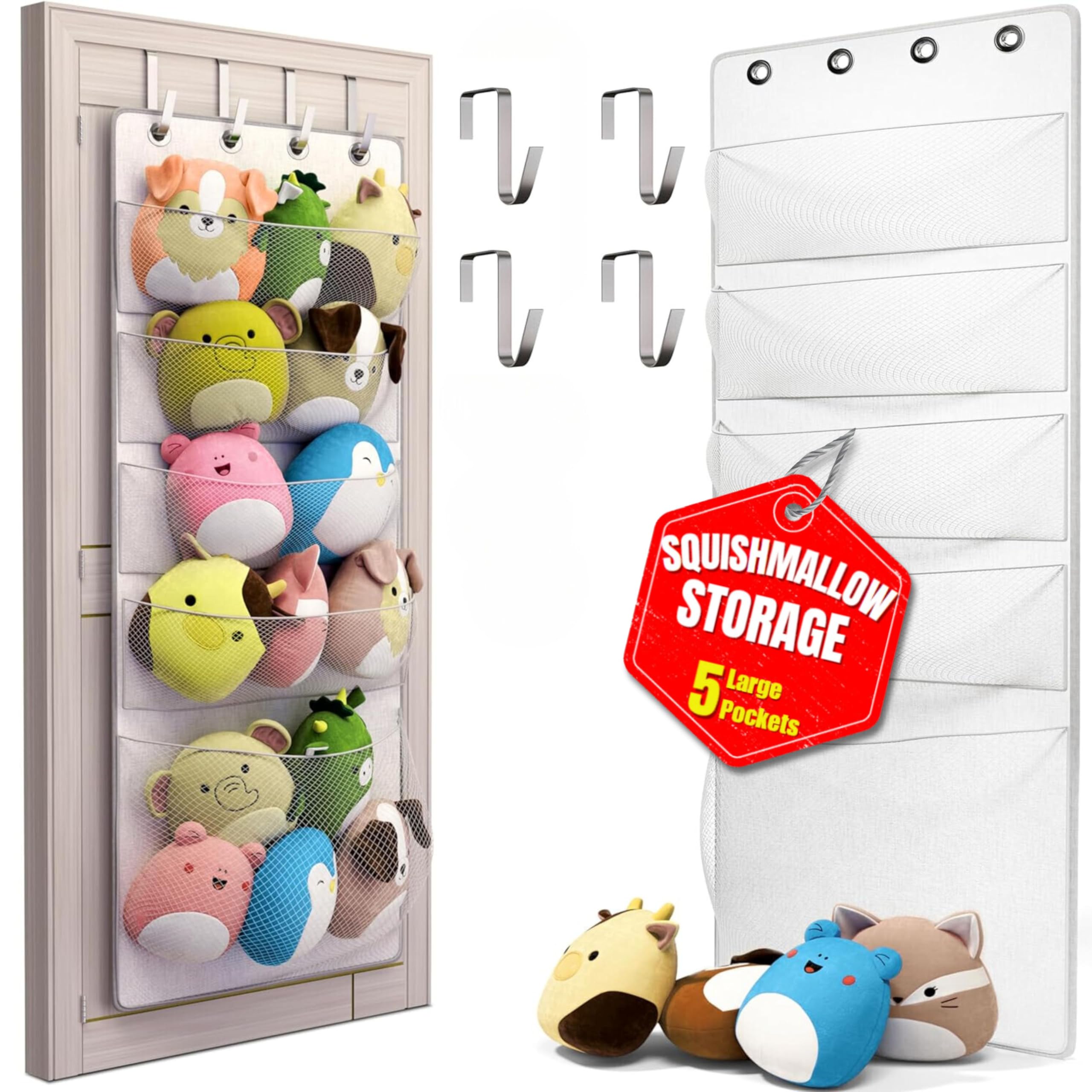 Honeyera Squishmallow Holder over-the-door quick install showcases clutter-free entryway organization