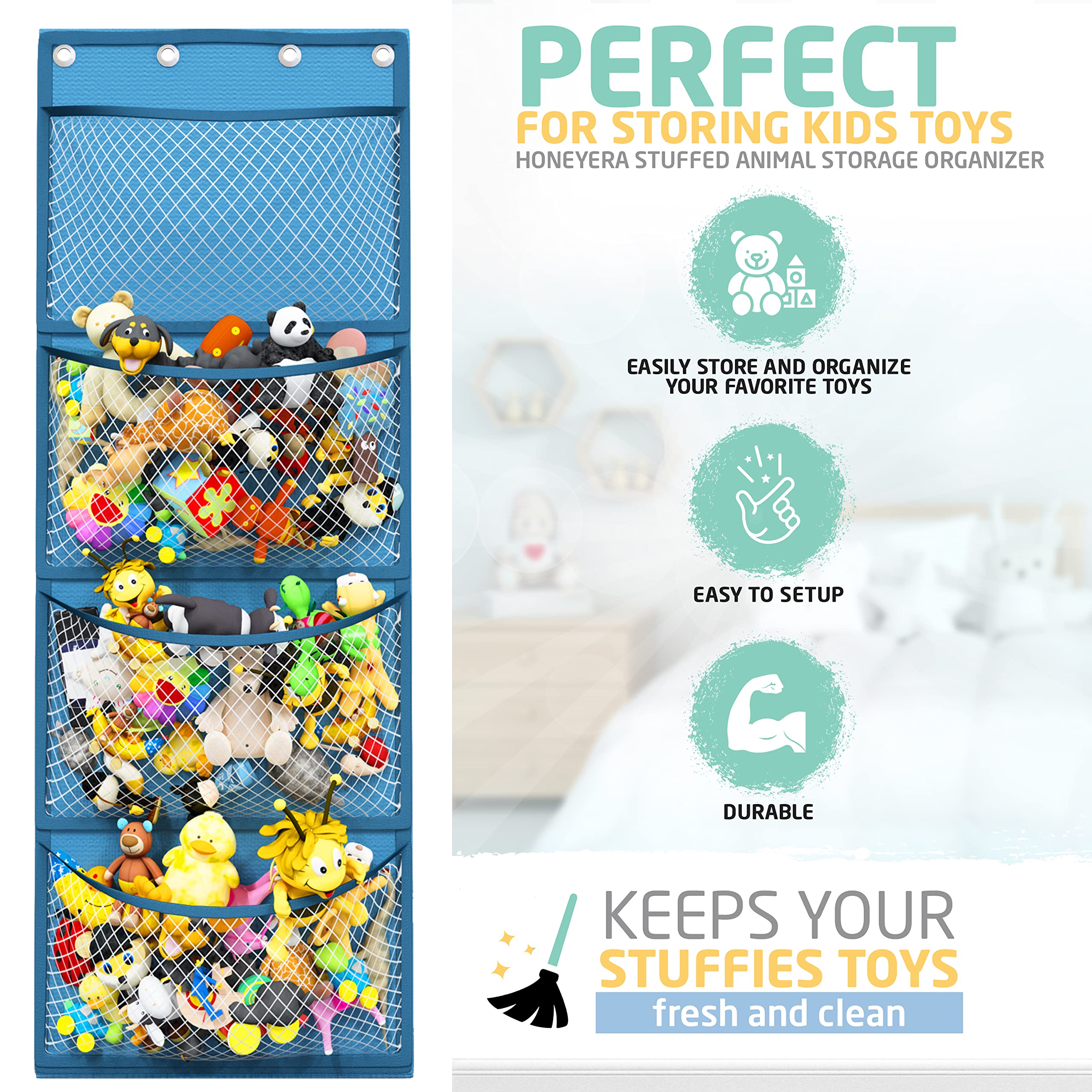 Honeyera storage baby accessories and diapers organized neatly