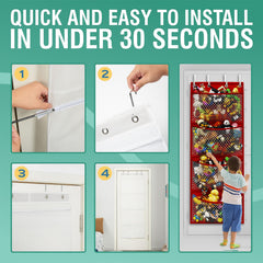 Honeyera stuffed-animal storage door-hanging unit keeps toys reachable and organized.