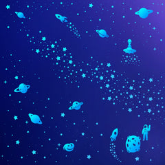 Honeyjoy astronaut-rocket-spacecraft-stickers-blue spark curiosity with science-inspired wall decor.