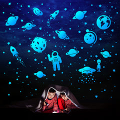 Honeyjoy glow-stars-ceiling-blue illuminate a calming night sky for kids.