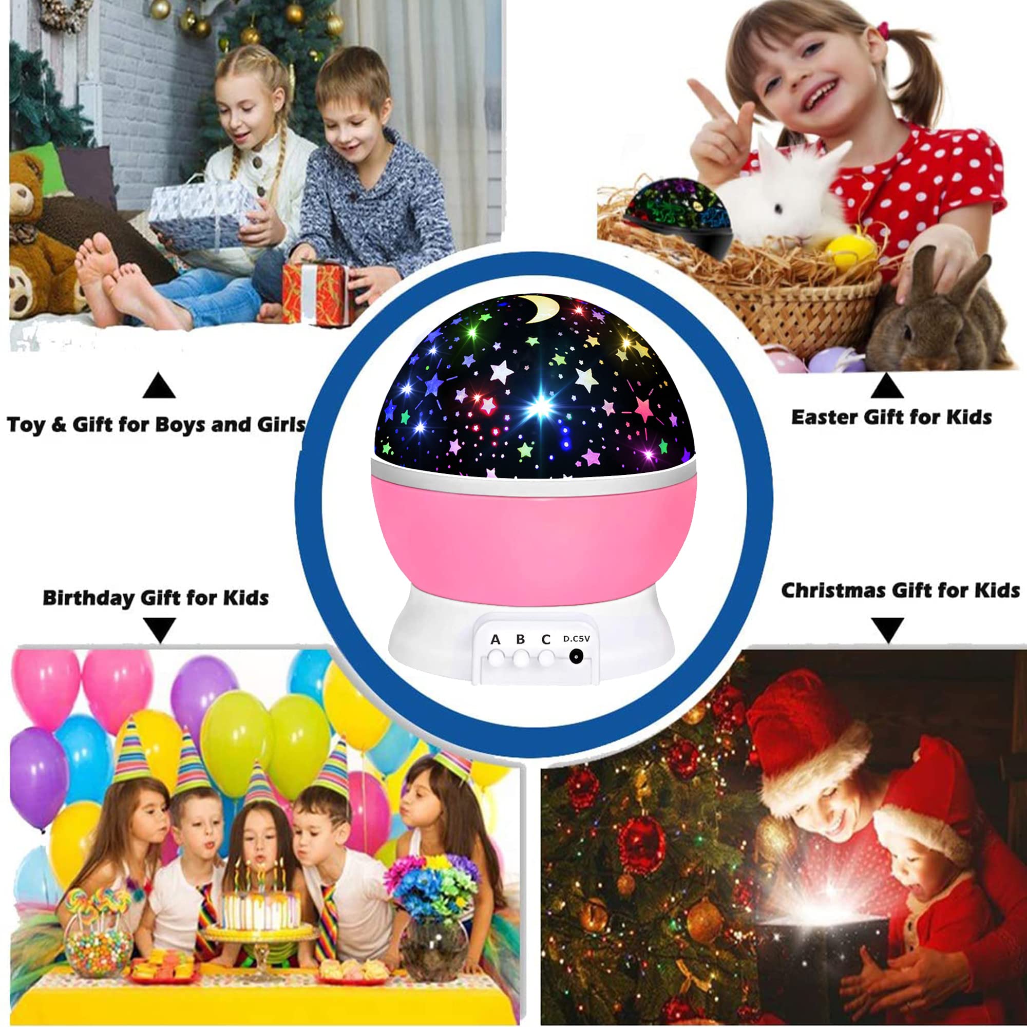 HONGID star projector pink night-light helps create cozy storytime moments.