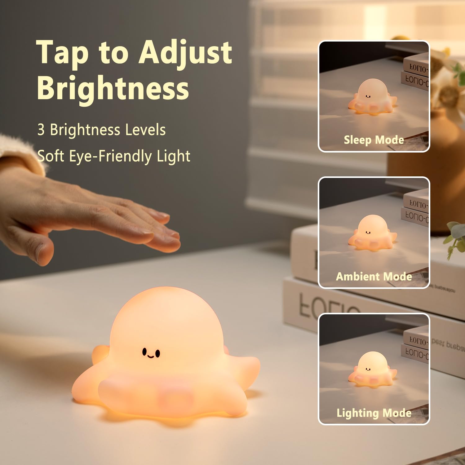 Hongjieyuan nursery night light with USB-C recharge for portable use