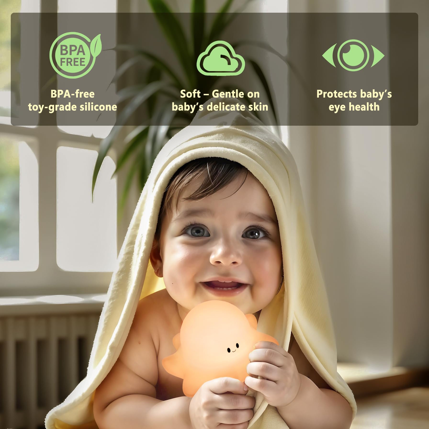 Hongjieyuan octopus night light showing three brightness levels for flexible lighting