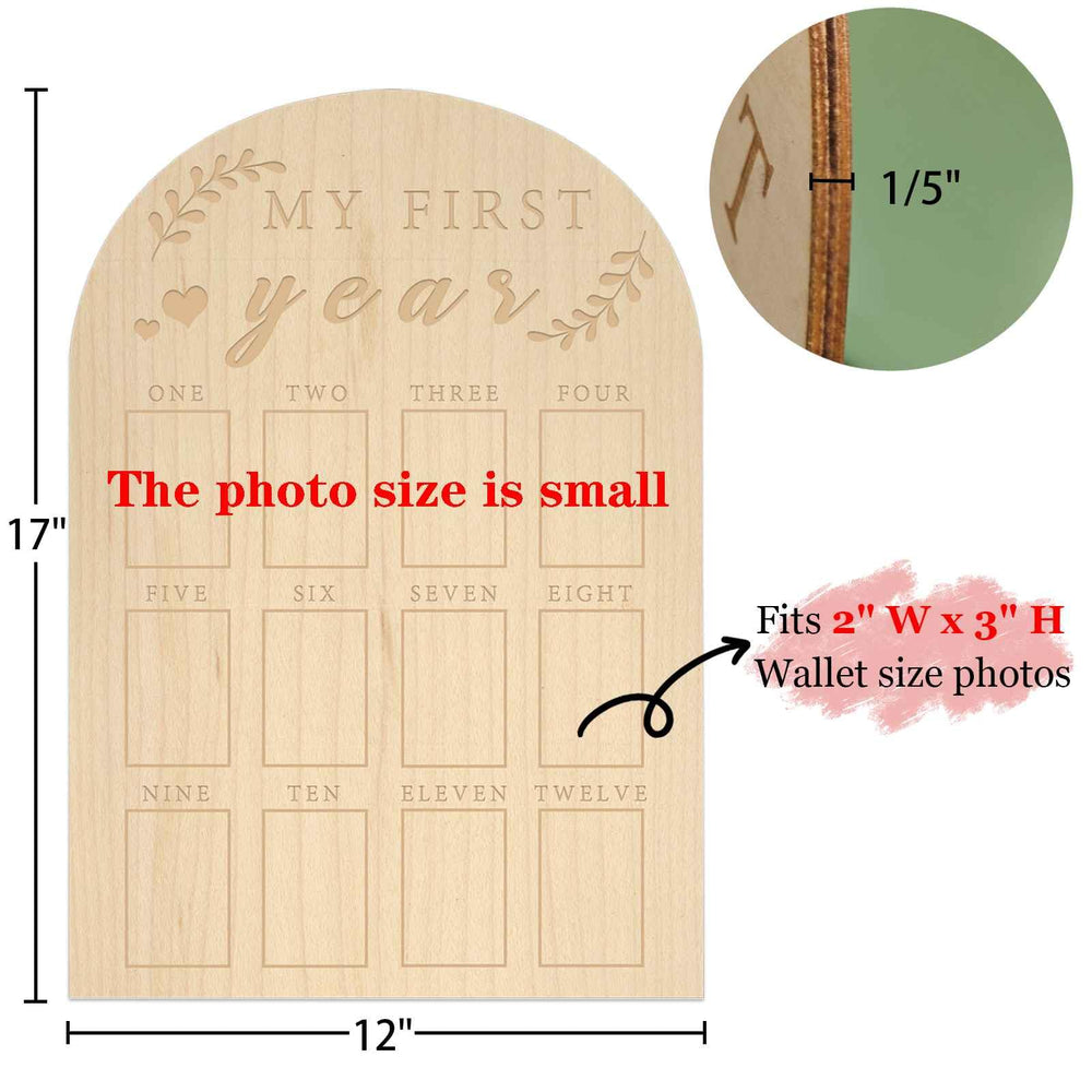 hongpar My First Year Photo Display with engraved patterns adds sentimental charm to baby keepsakes.