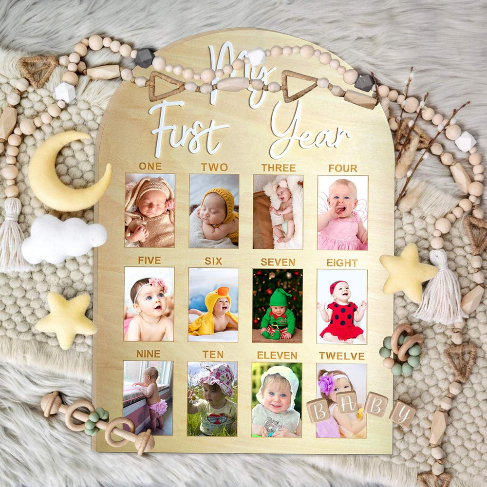 Hongpar keepsake baby first-year decor offers a timeless display for celebrations