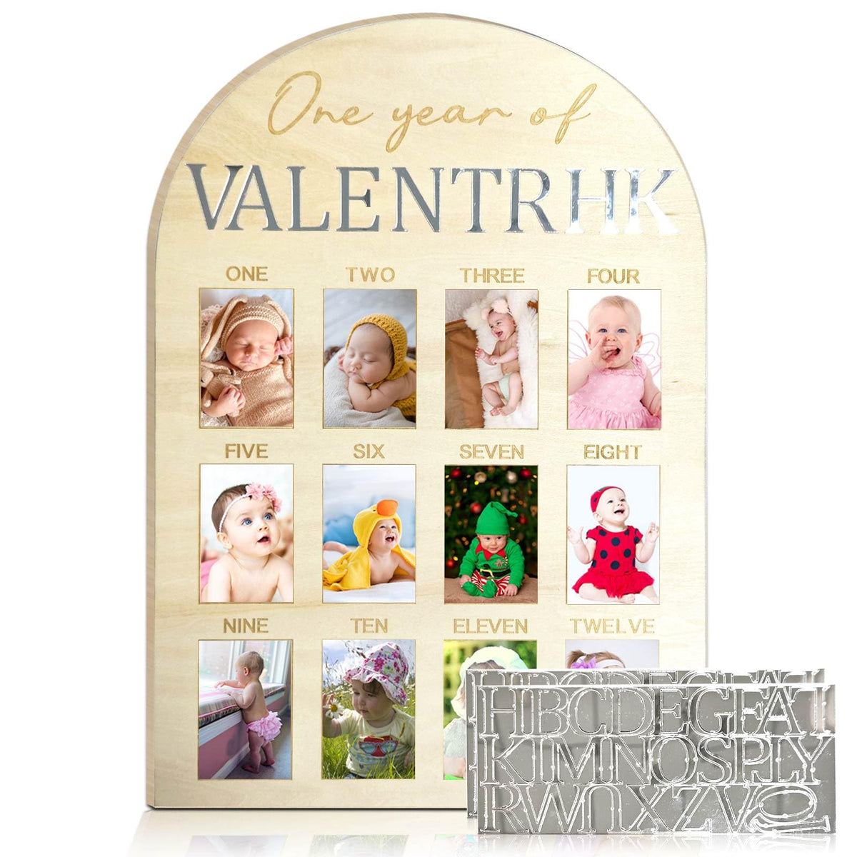 Hongpar milestone board wooden frame close-up showing engraving for a lasting baby keepsake.