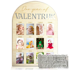 Hongpar milestone board wooden frame close-up showing engraving for a lasting baby keepsake.