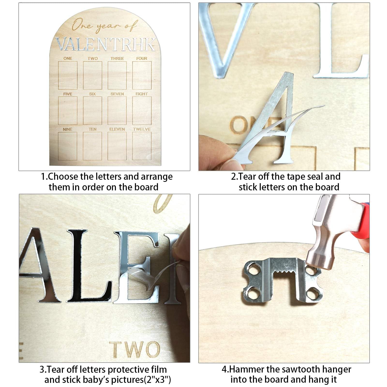 Hongpar neutral-stain milestone board highlighting gender-neutral nursery decor fit.