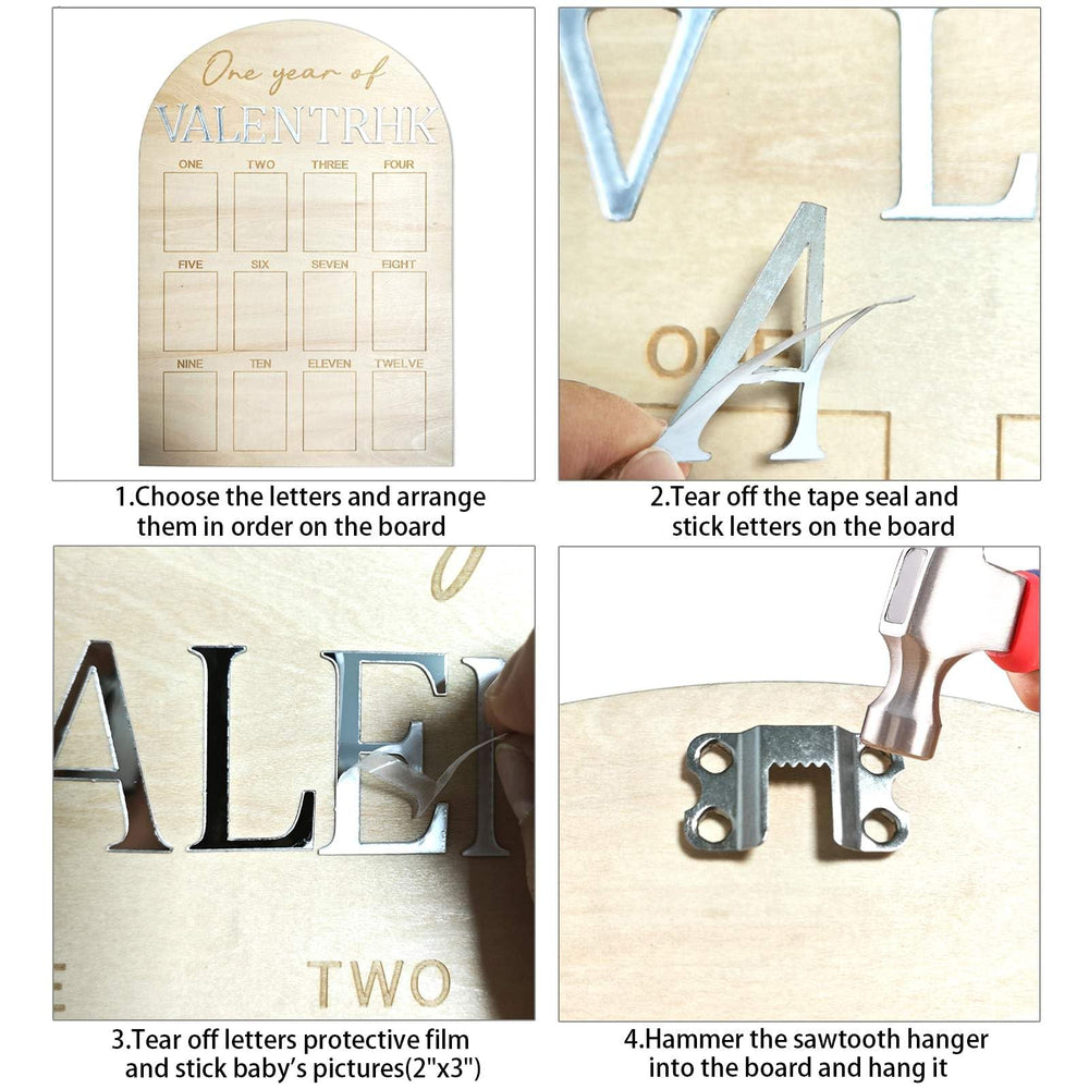 Hongpar neutral-stain milestone board highlighting gender-neutral nursery decor fit.