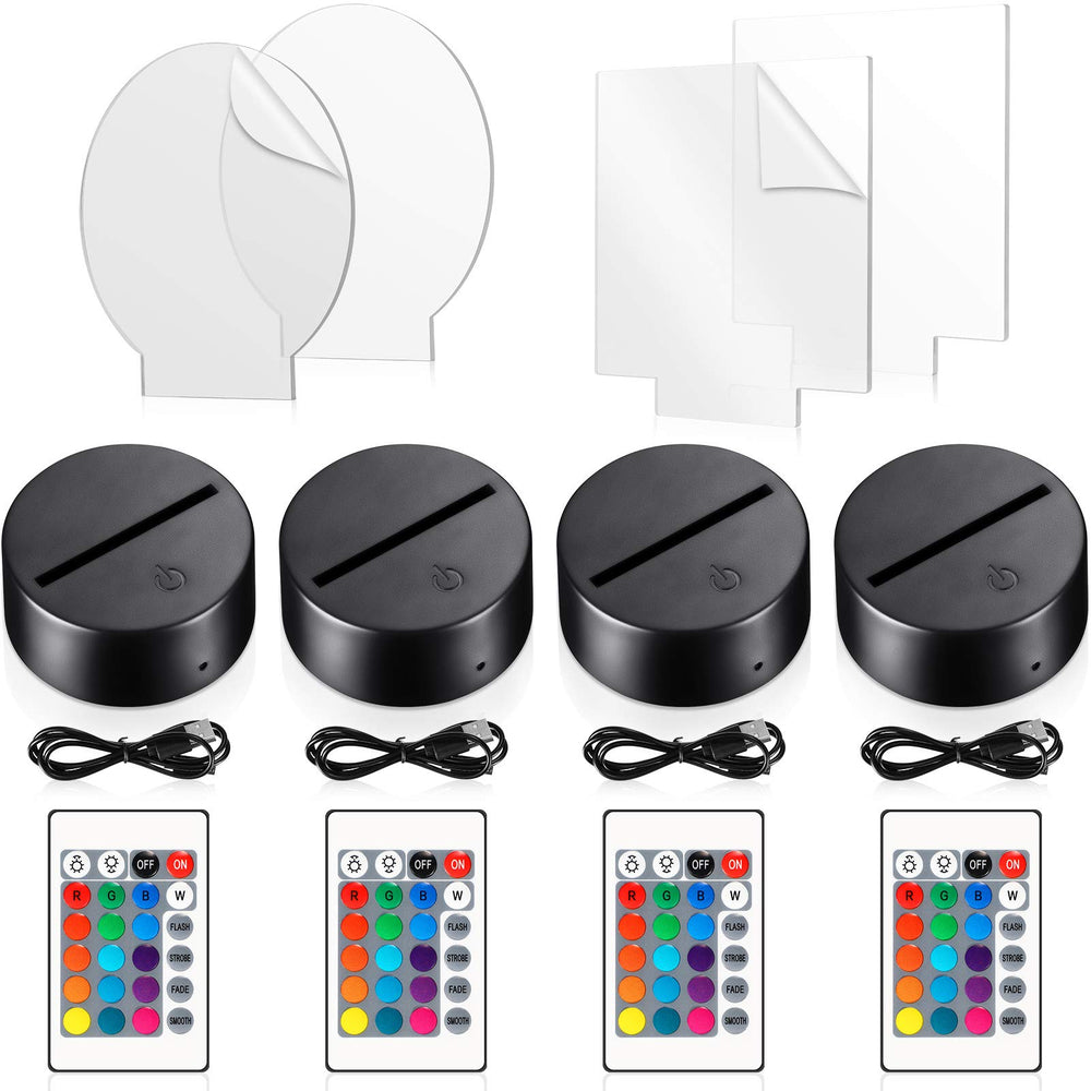 Honoson 4pcs 3D night LED base lights with ambient glow