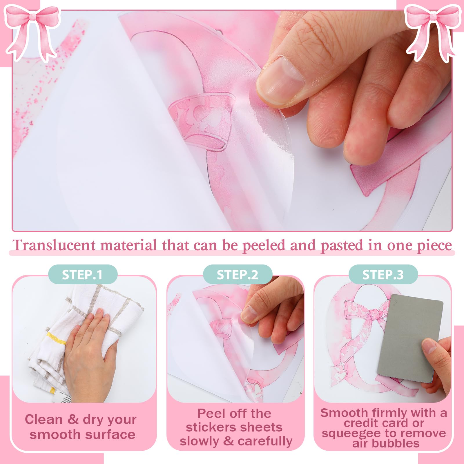 Honoson ABC stickers with pink bow accents on wall for classroom charm