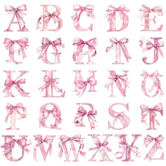 Honoson alphabet wall decals in pink bow watercolor style brighten walls without painting