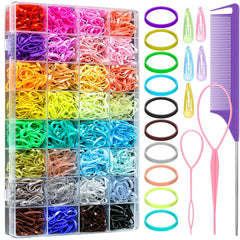 HONSIO 32-color rubber bands box for easy color-matched styles and quick looks.