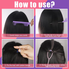 HONSIO purple rat-tail comb carbon fiber is lightweight for precise parting and styling.