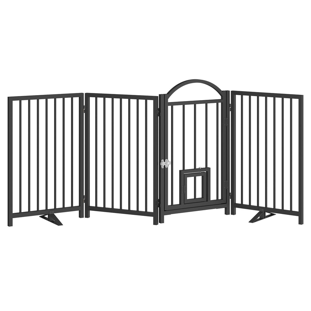 HOOBRO black finish gate complements home interiors while preventing pet access to restricted areas