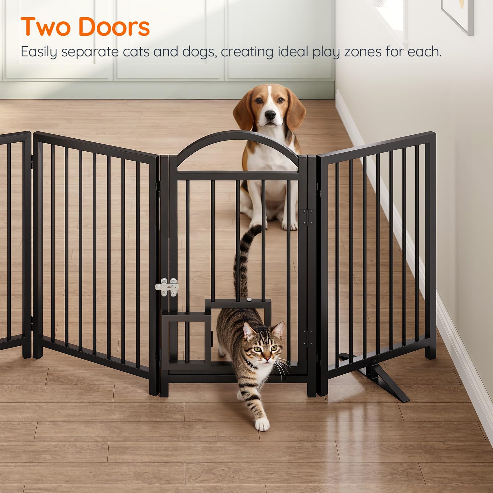 HOOBRO bottom cat door enables cats to pass through without lifting the gate