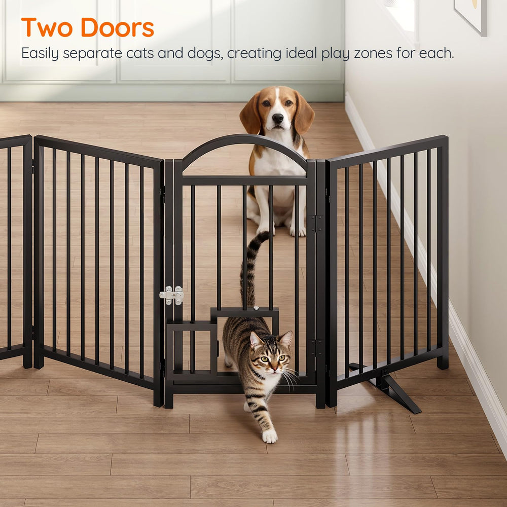 HOOBRO bottom cat door enables cats to pass through without lifting the gate