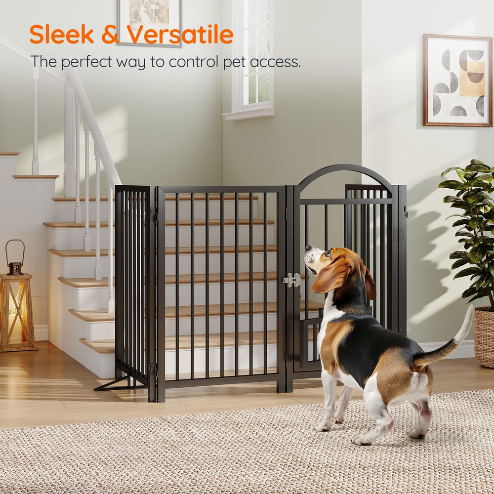 HOOBRO dog gate folded with hinges shows easy storage potential